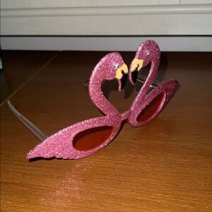 Pink Flamingo Glitter Novelty Sunglasses